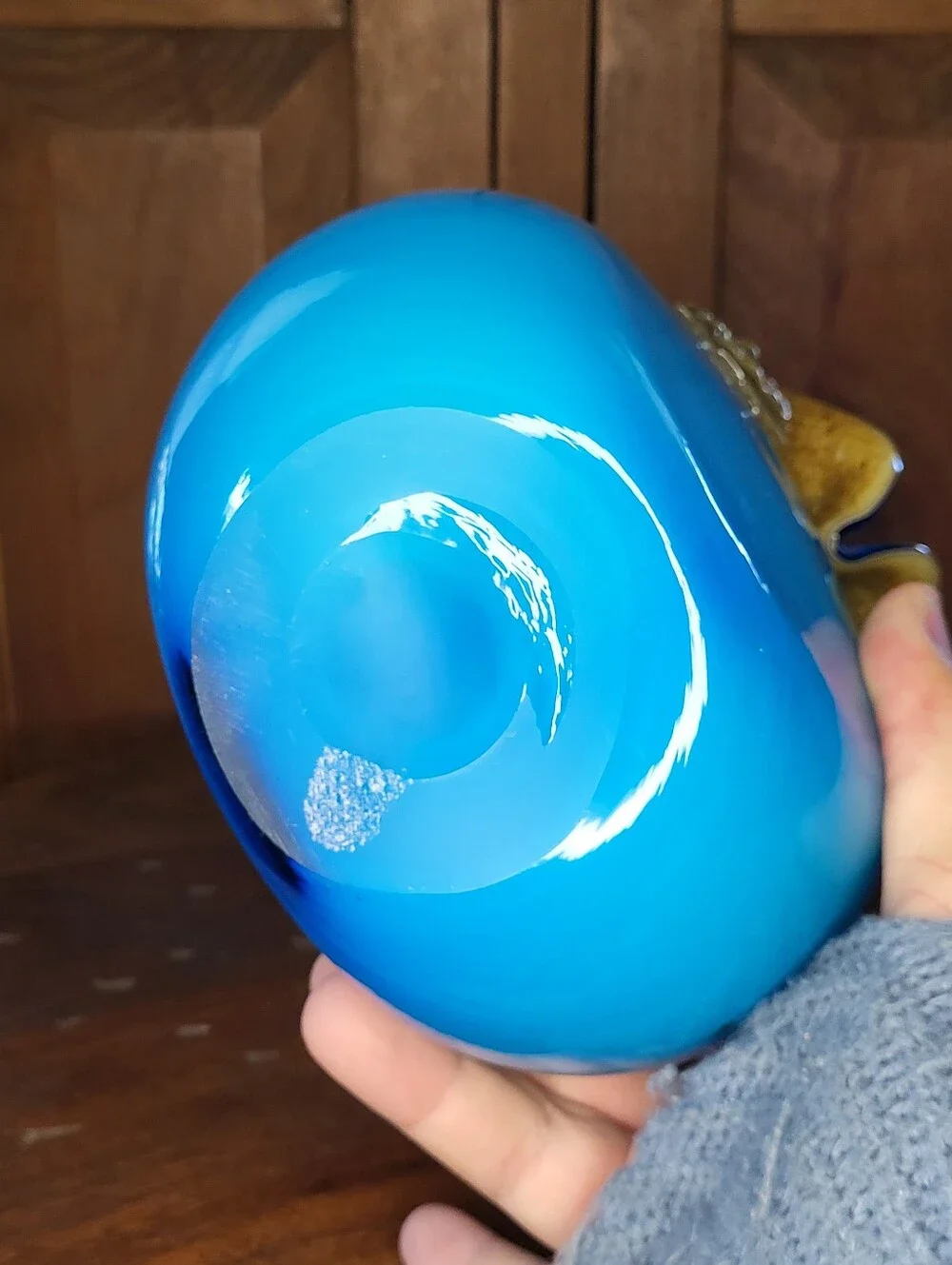 Blue and Green Glass Owl Vase